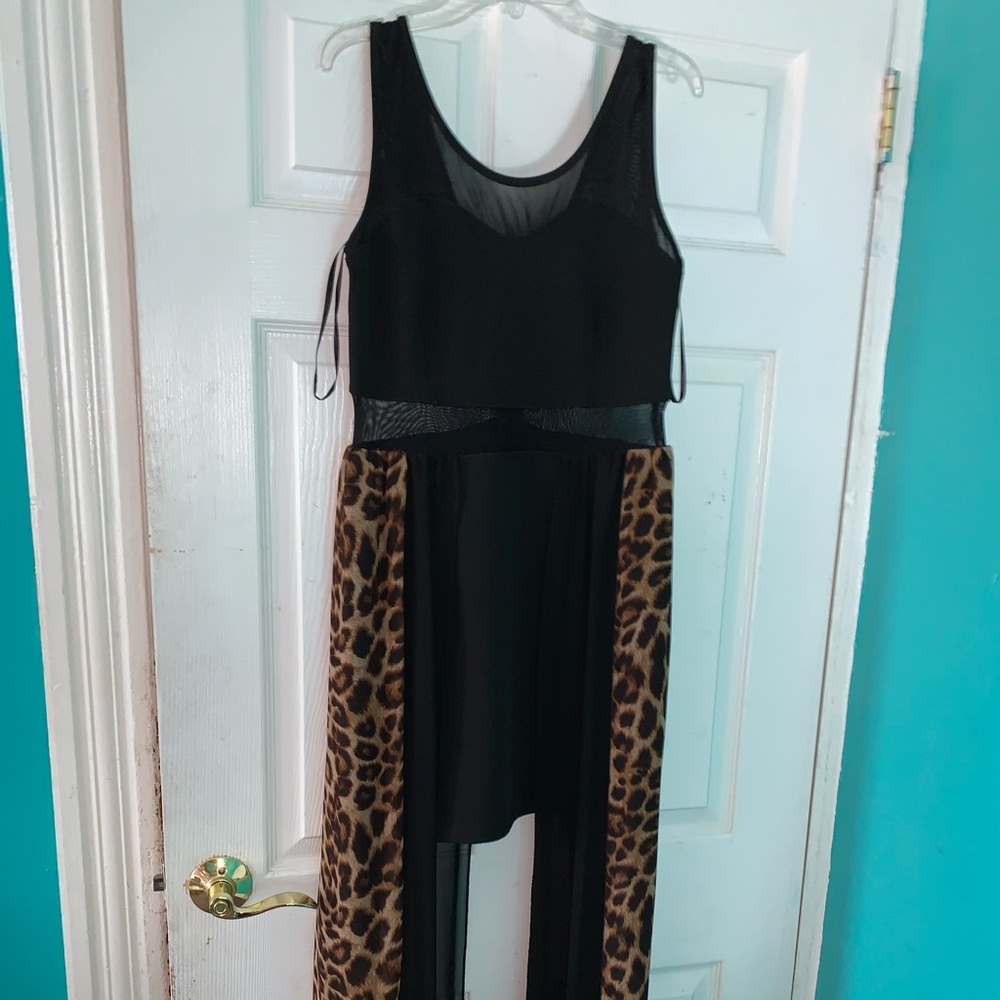 Hi-Lo Leopard print sheer dress